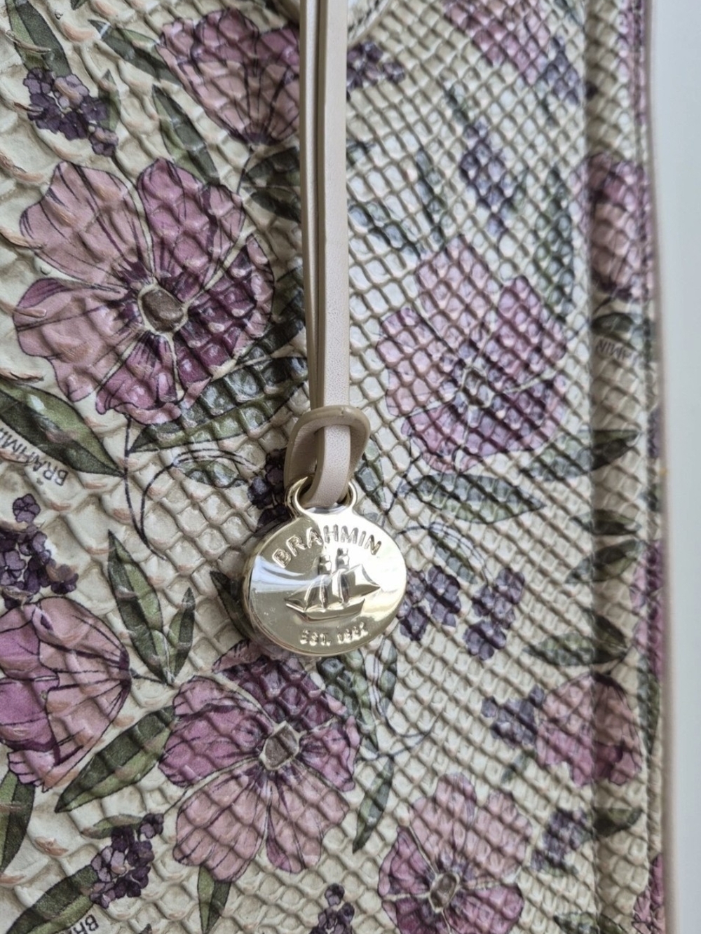 Brahmin Caroline Floral Satchel in Cream & Pink NWT - Picture 8 of 11